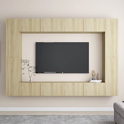 csderty Furniture Home Tools TV-Schrank-Set, 8-teilig, Sonoma-Eiche, Holzwerkstoff von csderty