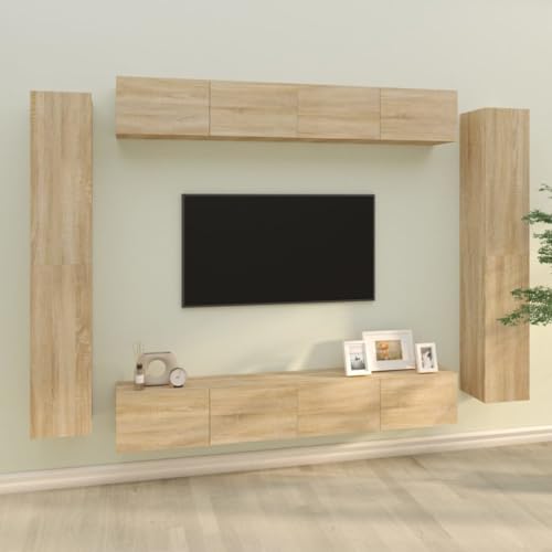 csderty Furniture Home Tools TV-Schrank-Set, 8-teilig, Sonoma-Eiche, Holzwerkstoff von csderty