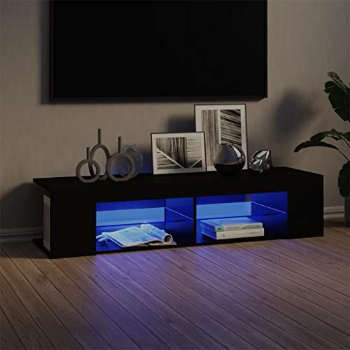 csderty Furniture Home Tools TV-Schrank mit LED-Lichtern, schwarz, 135 x 39 x 30 cm von csderty