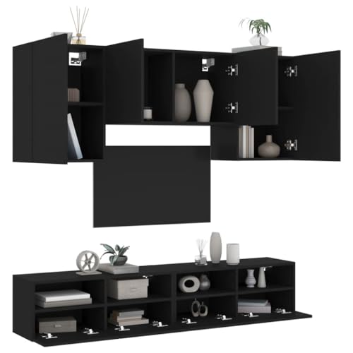 csderty Furniture Home Tools TV-Wandschränke, Schwarz, Holzwerkzeuge, 5-teilig von csderty