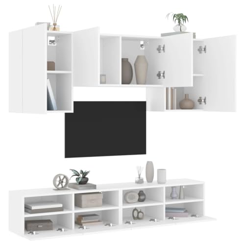 csderty Furniture Home Tools TV-Wandschränke, Weiß, Holzwerkzeuge, 5-teilig von csderty