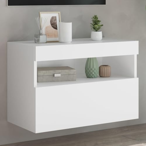 csderty Furniture Home Tools TV Wandschrank mit LED-Leuchten Weiß 60x30x40cm von csderty