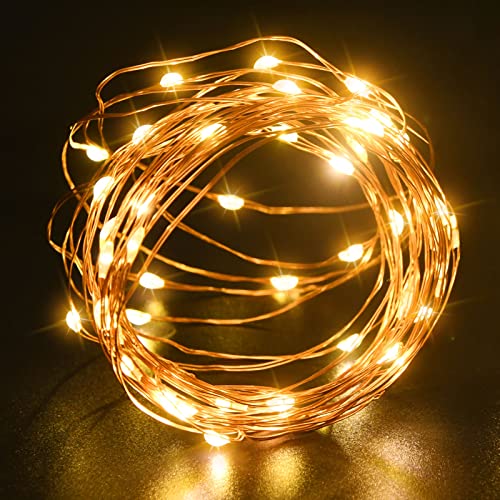 cshare LED Lichterkette, 30 LEDs 3M/9,8Ft Micro Lichterketten Kupfer Draht mit IP65 Wasserdichte für Zimmer,Hochzeit,Weihnachten,Halloween Dekoration,Warmweiß Batteriebetrieb（Kupfer） von cshare