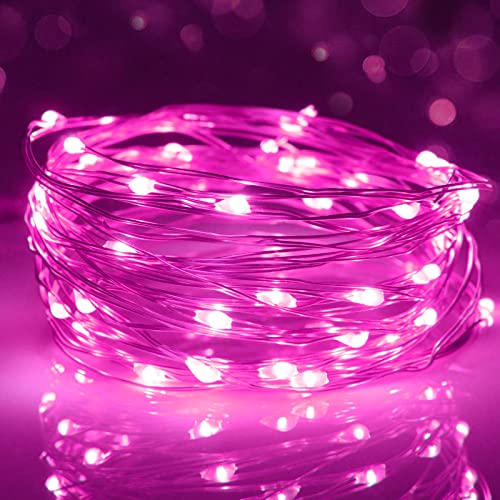 cshare LED Lichterkette, 3m/9,84tF LED Draht Micro Lichterkette,30 LEDs Lichterketten AA Batterie betrieb für Party, Garten, Weihnachten, Hochzeit, Beleuchtung, Zimmer,Halloween Deko (Rosa) von cshare