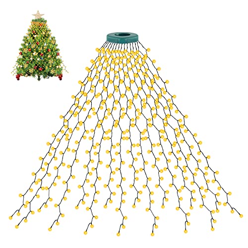 cshare 3M Christbaumbeleuchtung mit Ring und 592er LED Lichterkette 16 Girlanden, Stecker mit 8 Modi,IP44 Wasserdicht,Timer, Weihnachtsbeleuchtung für 1.8M-3M Weihnachtsbaum Dekorieren - Warmweiß cshare 3M Christbaumbeleuchtung mit Ring und 592er LED Lichterkette 16 Girlanden, Stecker mit 8 Modi,IP44 Wasserdicht,Timer, Weihnachtsbeleuchtung für 1.8M-3M Weihnachtsbaum Dekorieren - Warmweiß von cshare