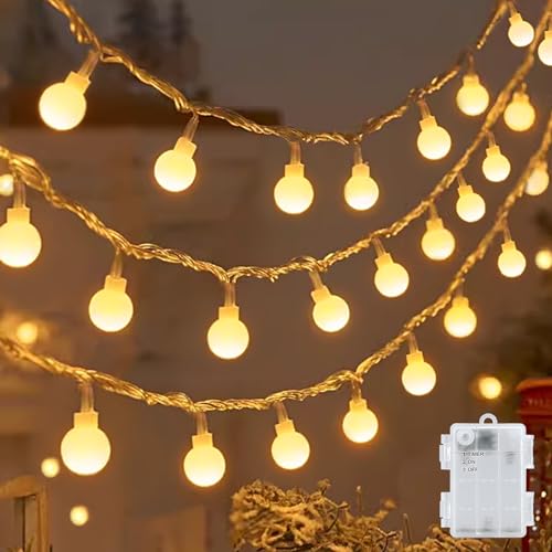 cshare Led Lichterketten Globe Außen, 6M 40LED Fünfzackiger Kugel Batteriebetriebene Lichterkette mit Timer IP65 Wasserdicht für Jar Garten Camping Weihnachten Innen Außen Dekorationen,Warmweiß von cshare