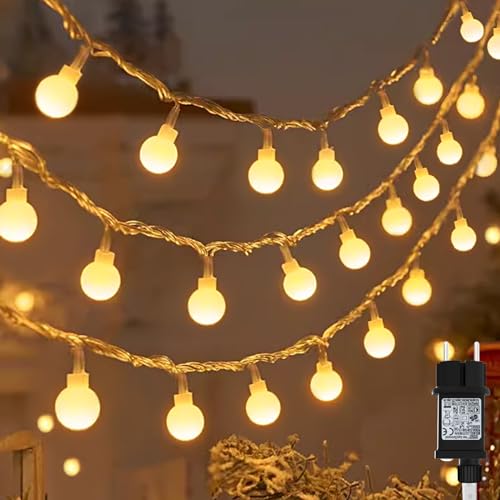 Led Lichterketten Globe Außen, Cshare 15M 120LED Globe Lichterketten mit Stecker 8 Modi Timer IP65 Wasserdicht Kugel Lichterkette für Weihnachten Garten Camping Kinderzimmer Warmweiß von cshare