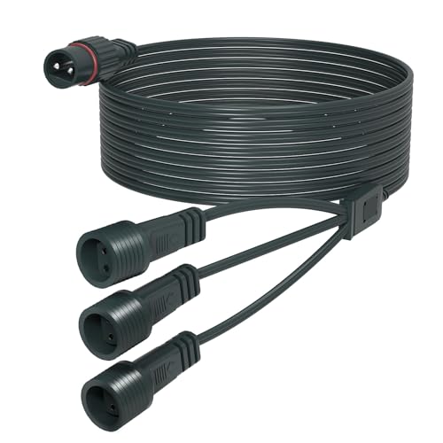 cshare Lichterkette Verlängerung Verteiler 10M, 1 zu 3 Y Splitter Verteiler und Verlängerungskabel 2 Pin IP65 Wasserdicht, für Eiszapfen G40 Kugel Weihnachtsbaum Lichterkette Außen Innen von cshare