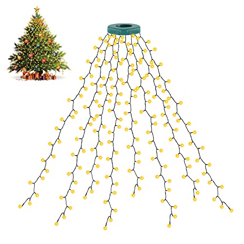 cshare Weihnachtsbeleuchtung für Christbaum, 280 LEDs mit 8 Stränge 2m Lichterkette Weihnachtsbaum Innen, mit 8 Modi,IP44 Wasserdicht,Memory & Timing Funktion für Weihnachtsdekorationen Baum, Warmweiß von cshare