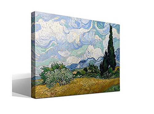 cuadrosfamosos.es Leinwandbild Weizenfeld mit Zypressen von Van Gogh - 70 cm x 95 cm von cuadrosfamosos.es