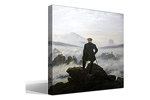 cuadrosfamosos.es Caspar David Friedrich Wandstreicher auf den Nebeln, Kunstdruck auf Leinwand aus 100% Baumwolle, Rahmen aus Holz, 3 x 3 cm, Breite: 75 cm, Höhe: 55 cm von cuadrosfamosos.es