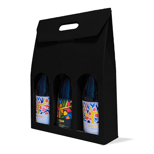 cubex professional 30 Weinflaschenhalter aus schwarzem Karton für 3 Weinflaschen – elegant und langlebig, perfekt für Weihnachtsgeschenke und umweltfreundliche Verpackung hochwertiger Flaschen von cubex professional