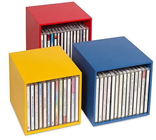 cubix CD-Boxen color, CD-Aufbewahrungs Boxen aus Holz. Set mit 3 CD-Boxen. Zur Aufbewahrung von bis zu 40 CDs. von cubix
