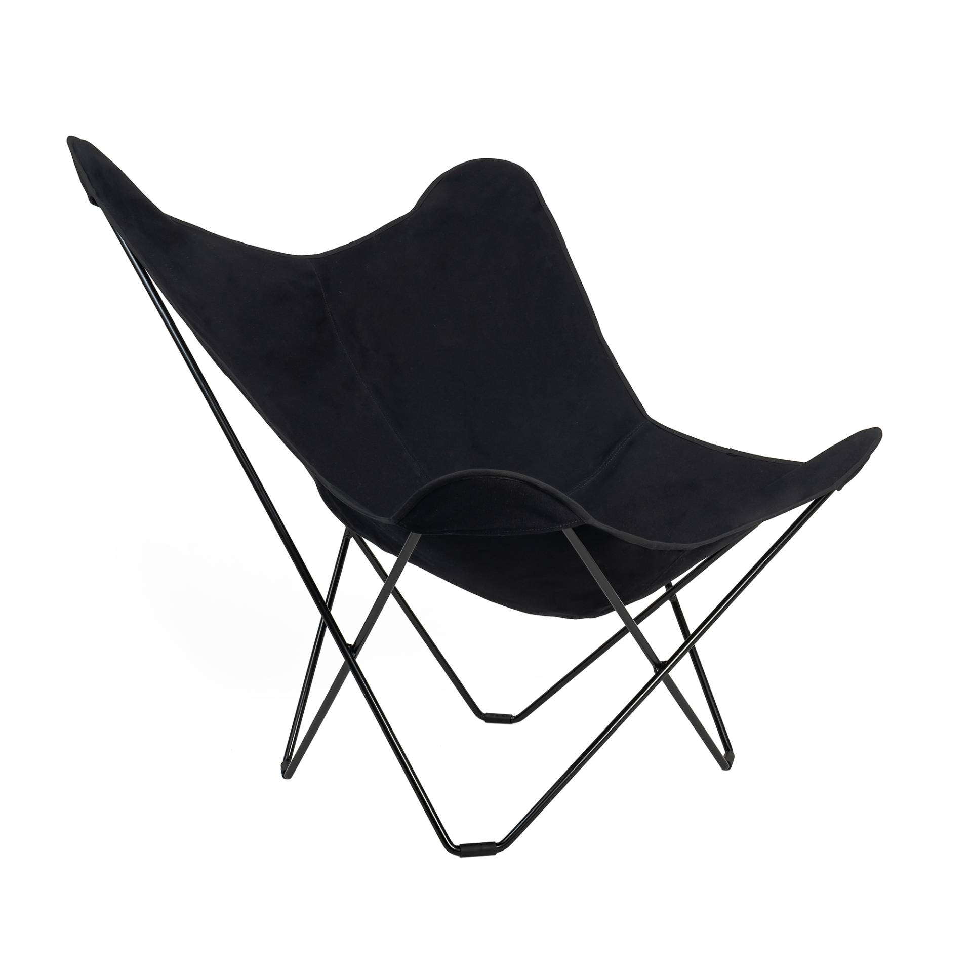 cuero - Cotton Canvas Mariposa Butterfly Chair - schwarz/Baumwolle/BxHxT 87x92x86cm/Gestell Stahl schwarz lackiert von cuero