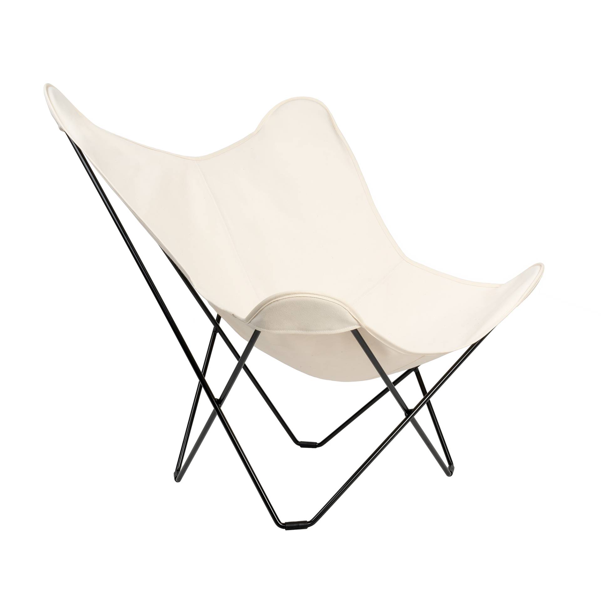cuero - Cotton Canvas Mariposa Butterfly Chair - weiß/Baumwolle/BxHxT 87x92x86cm/Gestell Stahl schwarz lackiert von cuero