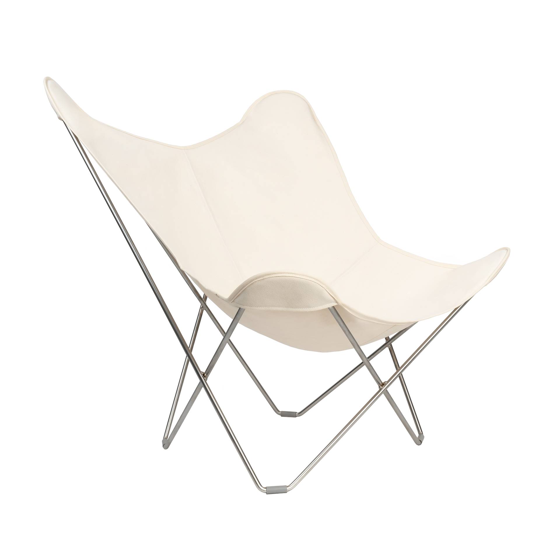 cuero - Cotton Canvas Mariposa Butterfly Chair - weiß/Baumwolle/BxHxT 87x92x86cm/Gestell Stahl vechromt von cuero