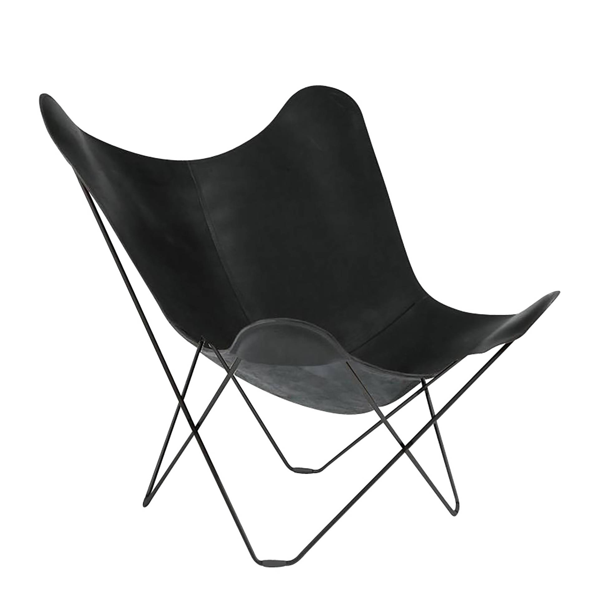 cuero - Pampa Mariposa Butterfly Chair - schwarz/Leder Black/BxHxT 87x92x86cm/Gestell schwarz von cuero