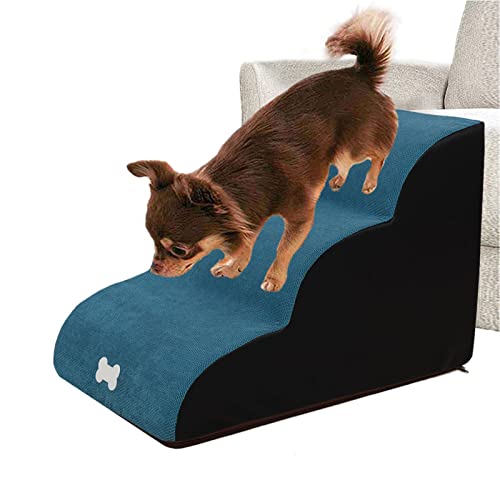 Hundetreppen/Treppen für hohe Betten, 3 Stufen Leiter Haustiertreppe für Schlafsofa Hundetreppe mit Plüschbezug, Farbe wählbar bis zu 121 lb. von cuffslee