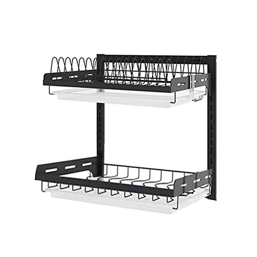 cuffslee Abtropfgestell, Abtropfgestell für Geschirr, Wandmontage, Abtropfgestell, 304 Edelstahl Geschirr Tassen, Abtropfgitter 2-lagig von cuffslee