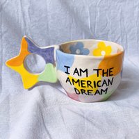 American Dream Handgemachte Und Handbemalte Keramiktasse, Süße Moderne Kaffeetasse, Zitat Tasse, 21 von cuginoceramics