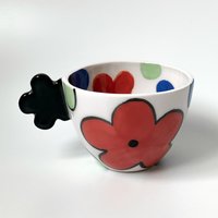 Blumen-Blumendruck-Handgemachte Und Handbemalte Keramiktasse, Einzigartige Tee - Kaffeetasse, Einweihungsparty, Valentinstagsgeschenk von cuginoceramics
