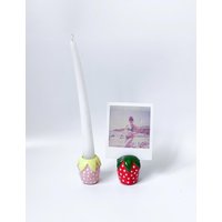 Erdbeere Handgemachte Keramik Foto/Karte & Kerzenhalter Set von cuginoceramics