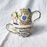 No Inspo Handgefertigte Und Handbemalte Keramiktasse, Süße Moderne Kaffeetasse, Zitat Tasse, Geschenk Zum 21 No Inspo Handgefertigte Und Handbemalte Keramiktasse, Süße Moderne Kaffeetasse, Zitat Tasse, Geschenk Zum 21 von cuginoceramics