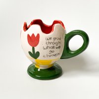 Tulpe Handgemachte Keramik Tasse, Niedliche Blume Handbemalte Keramiktasse, Geburtstagsgeschenk Für Sie, Valentinstag Geschenk Sie von cuginoceramics