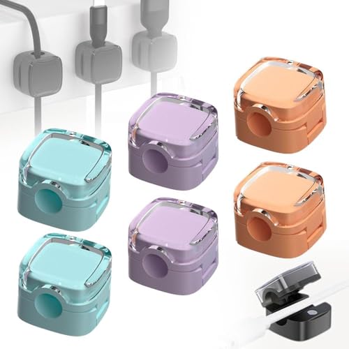 6 Stück Ladekabel Magnetische Kabel Organizer Lagerung Holde, 2025 New Magnetic Cable Clips, Kabelhalter Selbstklebend, Kabel Organizer Selbstklebend für Schreibtisch (Mixed colours) von cuhostki