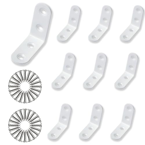 Edelstahl MetallWinkel L Klammern, 10 Stück 40 x 40 mm Winkelverbinder, Möbel Klammern Eckwinkel Winkel Metall 90 Grad mit 40 Stück Schrauben für Anbau Winkel Bracket Möbel Tabelle Stuhl Bücherregal von cuhostki