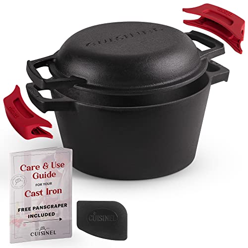 Schmortopf aus Gusseisen, 3 l tiefer Topf, vorgebrannter 2-in-1-Multi-Kocher, Küche, Elektro- oder Gasherd, Kochen, Fritteuse von cuisinel