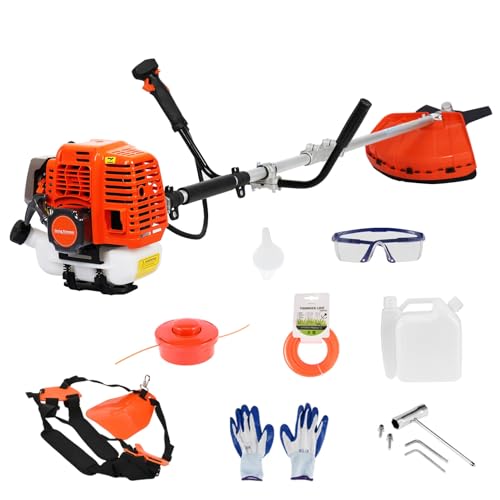 cukoekim 52cc Benzin Rasentrimmer, Upgraded 2 in 1 Motorsense Gasbetrieben, 2-Takt Rucksack Benzin-Rasentrimmer mit 25,4 cm scharfer Klinge, Multifunktionales Gartenwerkzeug für Hof, Rasen Orange cukoekim 52cc Benzin Rasentrimmer, Upgraded 2 in 1 Motorsense Gasbetrieben, 2-Takt Rucksack Benzin-Rasentrimmer mit 25,4 cm scharfer Klinge, Multifunktionales Gartenwerkzeug für Hof, Rasen Orange von cukoekim