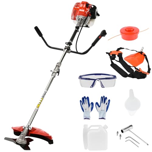 cukoekim 52cc Benzin Rasentrimmer, Upgraded 2 in 1 Motorsense Gasbetrieben, 2-Takt Rucksack Benzin-Rasentrimmer mit 25,4 cm scharfer Klinge, Multifunktionales Gartenwerkzeug für Hof, Rasen Rot cukoekim 52cc Benzin Rasentrimmer, Upgraded 2 in 1 Motorsense Gasbetrieben, 2-Takt Rucksack Benzin-Rasentrimmer mit 25,4 cm scharfer Klinge, Multifunktionales Gartenwerkzeug für Hof, Rasen Rot von cukoekim