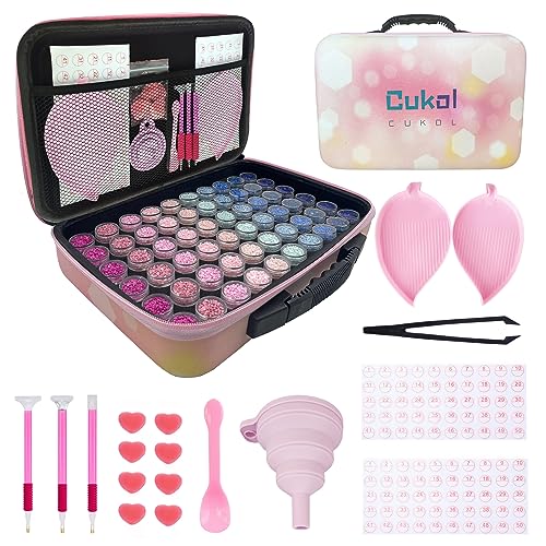 Cukol Cukol Diamond Painting Zubehör Boxen, 5d Diamant Diamond Painting Koffer Aufbewahrungsbox Aufbewahrung Box Organizer 60 Groß Dosen Zubehöhr Set für Diamontpating Steine von cukol cukol