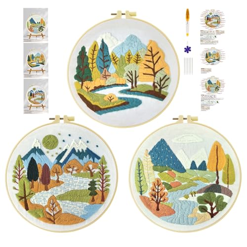 cukol cukol 3pcs Stickset Sticken Set für Erwachsene Anfänger, Landschaft Embroidery Kit, Stickvorlagen Kreuzstich Vorgedruckt Stickbilder Stickbild Stickpackung Stickvorlage Stickpackungen Stickerei cukol cukol 3pcs Stickset Sticken Set für Erwachsene Anfänger, Landschaft Embroidery Kit, Stickvorlagen Kreuzstich Vorgedruckt Stickbilder Stickbild Stickpackung Stickvorlage Stickpackungen Stickerei von cukol cukol