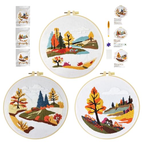 cukol cukol 3pcs Stickset Sticken Set für Erwachsene Anfänger, Landschaft Embroidery Kit, Stickvorlagen Kreuzstich Vorgedruckt Stickbilder Stickbild Stickpackung Stickvorlage Stickpackungen Stickerei cukol cukol 3pcs Stickset Sticken Set für Erwachsene Anfänger, Landschaft Embroidery Kit, Stickvorlagen Kreuzstich Vorgedruckt Stickbilder Stickbild Stickpackung Stickvorlage Stickpackungen Stickerei von cukol cukol