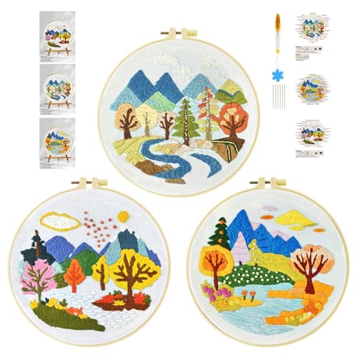 cukol cukol 3pcs Stickset Sticken Set für Erwachsene Anfänger, Embroidery Kit, Stickvorlagen Kreuzstich Vorgedruckt Stickbilder Stickbild Stickpackung Stickvorlage Stickpackungen Stickerei Fluss cukol cukol 3pcs Stickset Sticken Set für Erwachsene Anfänger, Embroidery Kit, Stickvorlagen Kreuzstich Vorgedruckt Stickbilder Stickbild Stickpackung Stickvorlage Stickpackungen Stickerei Fluss von cukol cukol