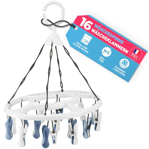 culiclean Wäschespinne Camping klein mini faltbar Wäscheständer klein Sockenspinne Sockentrockner mit Wäscheklammern Hängetrockner für Balkon Reise platzsparend weiß mit blau weiß culiclean Wäschespinne Camping klein mini faltbar Wäscheständer klein Sockenspinne Sockentrockner mit Wäscheklammern Hängetrockner für Balkon Reise platzsparend weiß mit blau weiß von culiclean