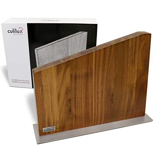 CULILUX® Gourmet magnetischer Messerblock XL beidseitig für bis zu 14 Messer mit Klingen bis 25 cm aus Akazienholz Messerhalter von culilux