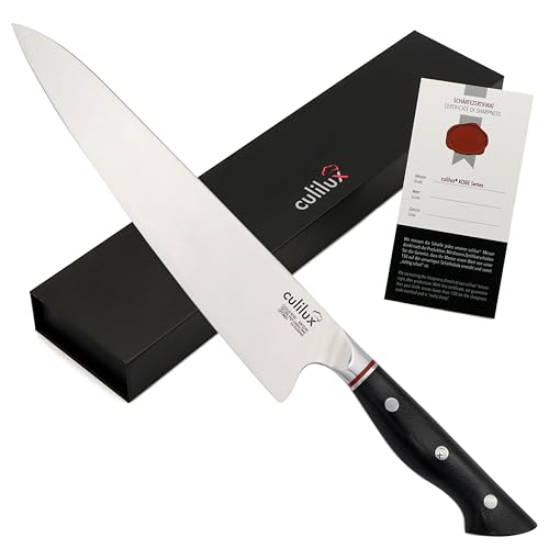 culilux® Kobe 2.0 Kochmesser 24 cm extrem scharfes Profi Küchenmesser aus schwedischem 14C28N Edelstahl 62HRC ergonomischer G10 Griff High Carbon Gyuto Chefmesser von culilux