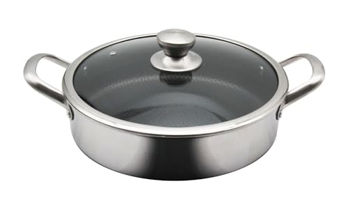 culinario Edelstahl Kochtopf flach 28 cm mit Waben-Antihaftbeschichtung 3500 ml Induktion von culinario