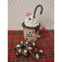 Fake Heiße Schokolade Weihnachten Weihnachtstasse Weihnachtsdeko Tischdeko Zuckerstange Bonbon von cupcakesfuerdich