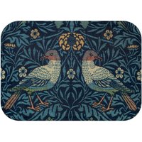 William Morris Vögel Und Blumen Druck Badematte, Blau Vintage Floral Badezimmer Dekor, Arts & Craft Movement Badematte von curatedbotanicals