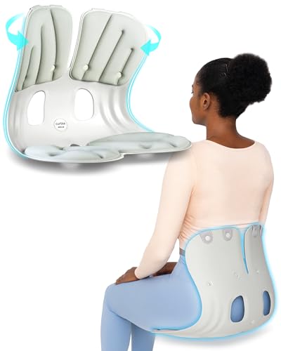 curble Grand Ergonomischer Rückenstützstuhl, Lendenwirbelstütze zur Korrektur der Rückenhaltung und Linderung von Rückenschmerzen, tragbar und perfekt für Bürostuhl und Arbeit von zu Hause aus (Grau), von curble