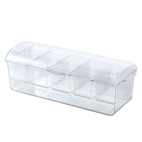 curfair Direct Food Contact Ice Box Stapelbar Crisper Kühlschrank mit Deckel Transparent Abnehmbare 5 Fächer Salat Obst Gemüse Vorratsbehälter Picknick Transparent von curfair