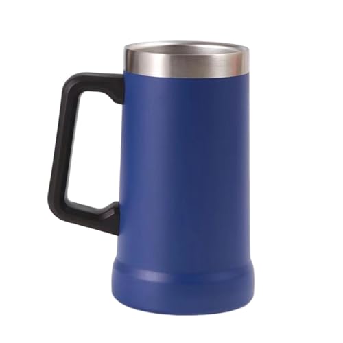 curfair Edelstahl Bierkrug 700ml Isolierter Krug Becher mit doppelwandiger Isolierung Thermobecher für kalte Getränke bruchsicher Adventure Drinking Blue von curfair