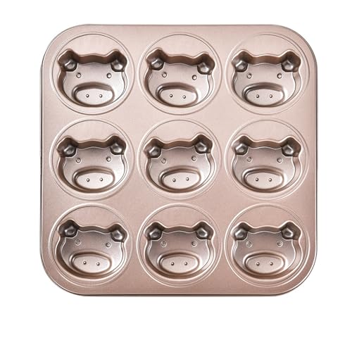 curfair Muffinblech zum einfachen Entformen, verwindungsbeständig, Backform, Cartoon-Bärform, antihaftbeschichtet, lebensmittelecht, hochtemperaturbeständig, verdickt, 9 Fächer, kleines Schwein curfair Muffinblech zum einfachen Entformen, verwindungsbeständig, Backform, Cartoon-Bärform, antihaftbeschichtet, lebensmittelecht, hochtemperaturbeständig, verdickt, 9 Fächer, kleines Schwein von curfair