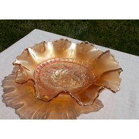 1910 Dugan Blasse Ringelblume Windblume Kannelierte Schale Karnevalsglas von curioscity