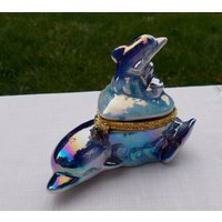 Ausgefallene Vintage Souvenir Irisierendes Blaues Steinwein Schmuckkästchen Mit Der Markierung Neapel Fl. Maritime Keramik Ausgefallene Vintage Souvenir Irisierendes Blaues Steinwein Schmuckkästchen Mit Der Markierung Neapel Fl. Maritime Keramik von curioscity