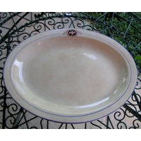 Frühen 1920Er Jahre Art Deco Derwood Große Ovale Platte Blau Linien Servieren Landhausküche von curioscity